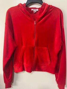Refuge Red Velour Full-Zip Hoodie for women